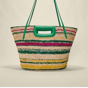 NWT Maje Striped Raffia Basket Bag